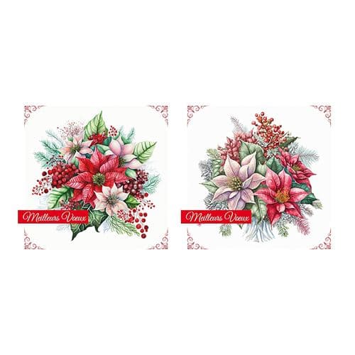 Carte De Voeux - 5 Cartes Meilleurs Voeux Edelweiss Décor Brillant