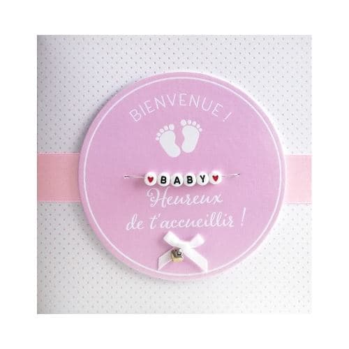Carte De Voeux Glamour - Naissance - Bienvenue ! Heureux De T'Accueillir ! Fille