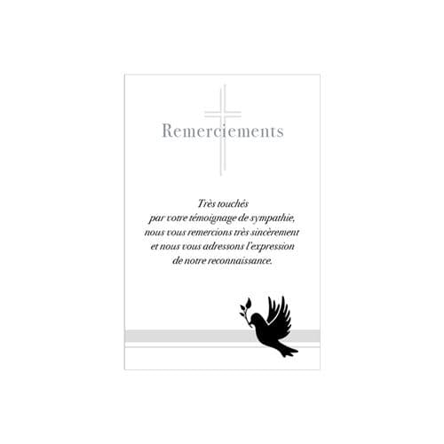 Carte De Voeux - Condoléances - 5 Cartes Remerciements Deuil Colombe