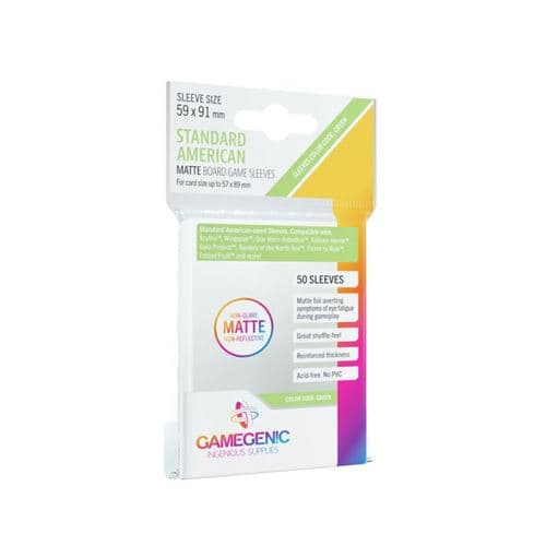 Gamegenic : Sachet de 50 protège-cartes mate - 4,6 x 7,1 cm - Standard American green