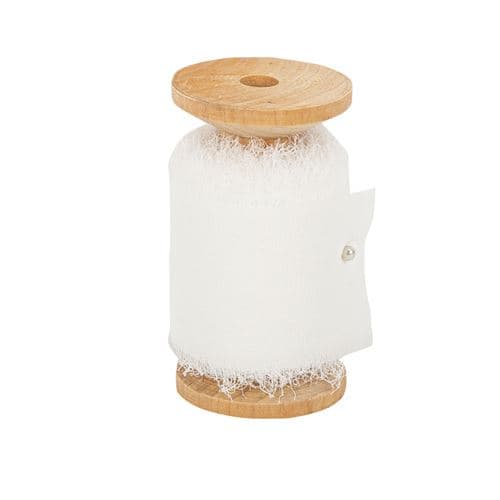 ruban mousseline soie effiloché 5cmx5m blanc - artifetes 91743