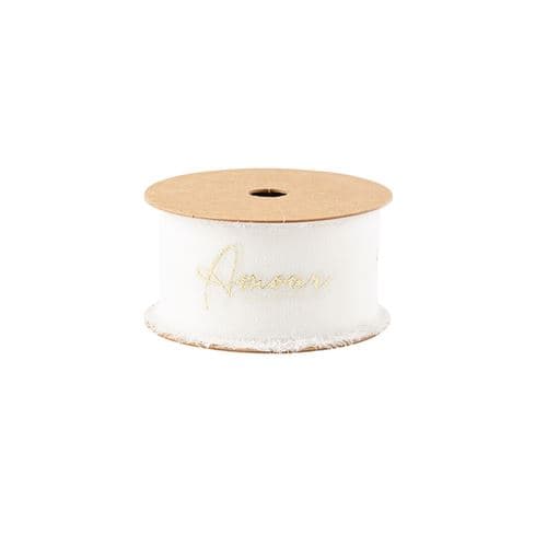 ruban soie effiloché amour or 4cmx3m blanc - artifetes 93327