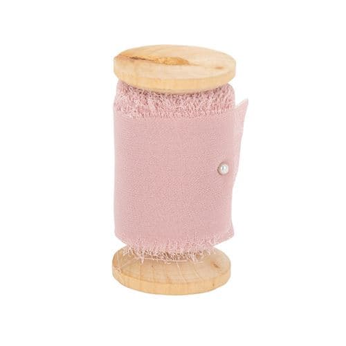 ruban mousseline soie effiloché 5cmx5m vieux rose - artifetes 91750