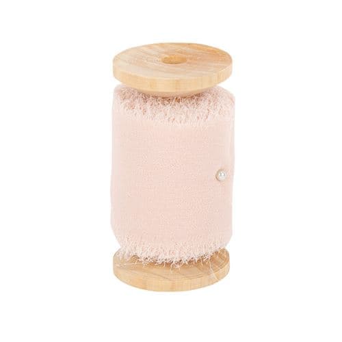 ruban mousseline soie effiloché 5cmx5m rose poudré - artifetes 91749
